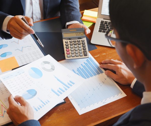 Business consulting businessman meeting brainstorming report project analyse.